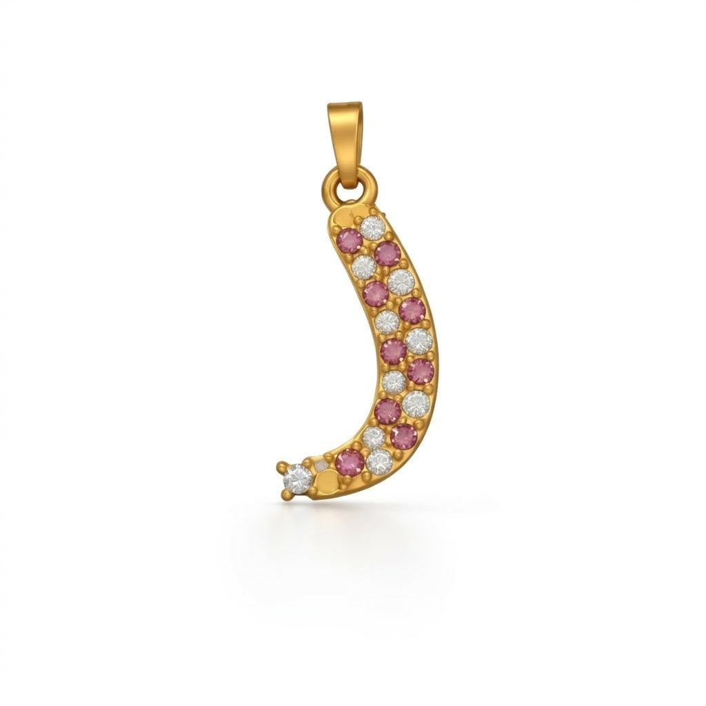 Playful curved multistone diamond gold pendant