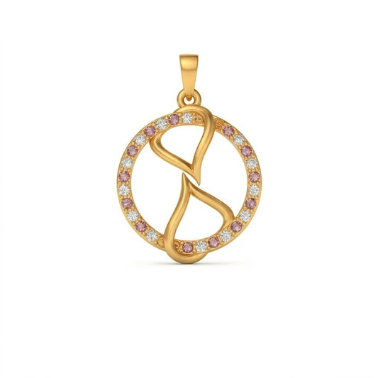 Elegant Circular Twist Design diamond gold pendant