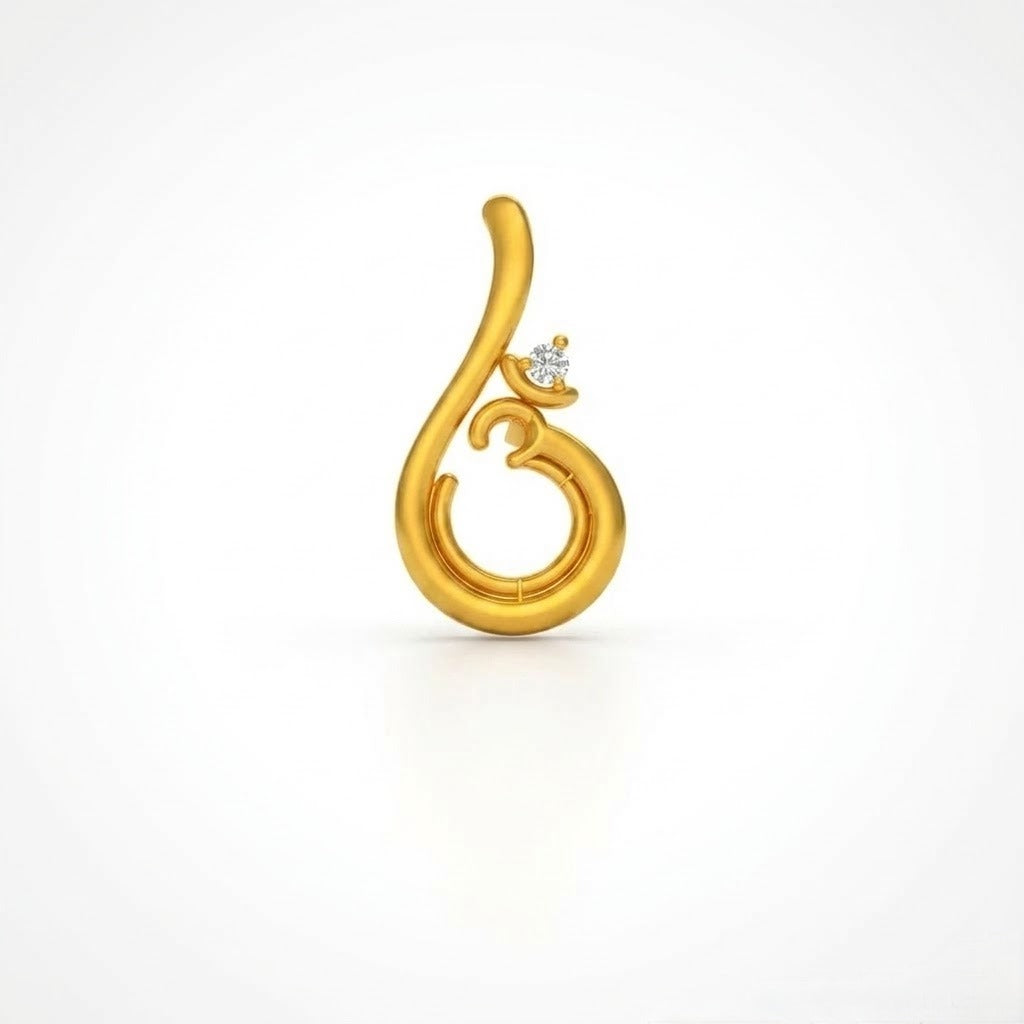 Graceful swirl motif diamond gold pendant