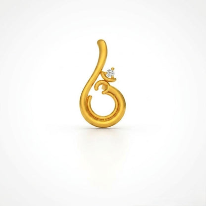 Graceful swirl motif diamond gold pendant