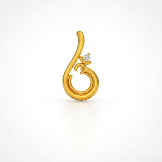 Graceful swirl motif diamond gold pendant