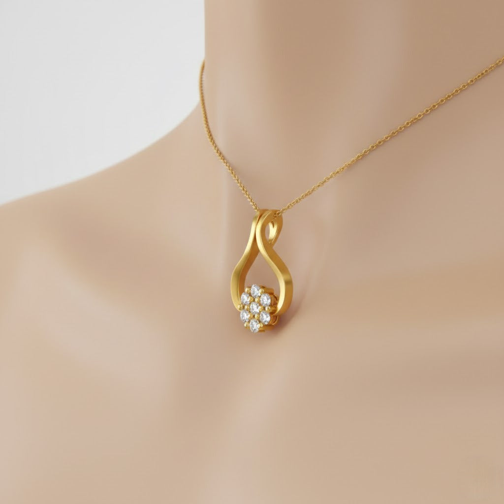 Floral Glow Diamond Gold Pendant