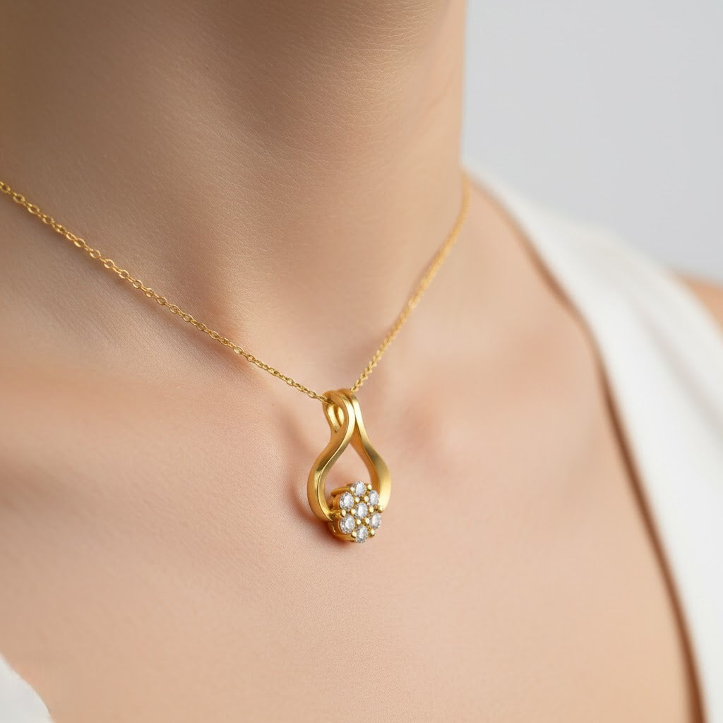 Floral Glow Diamond Gold Pendant