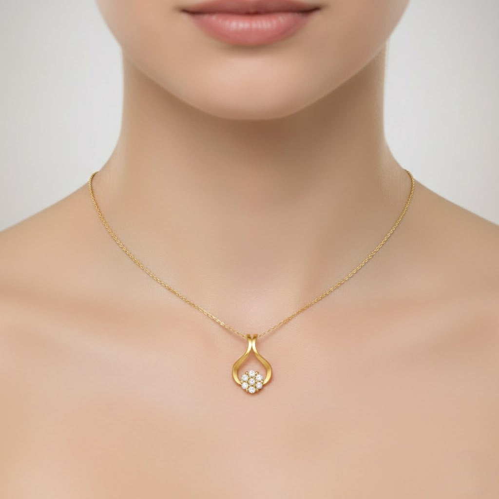 Floral Glow Diamond Gold Pendant