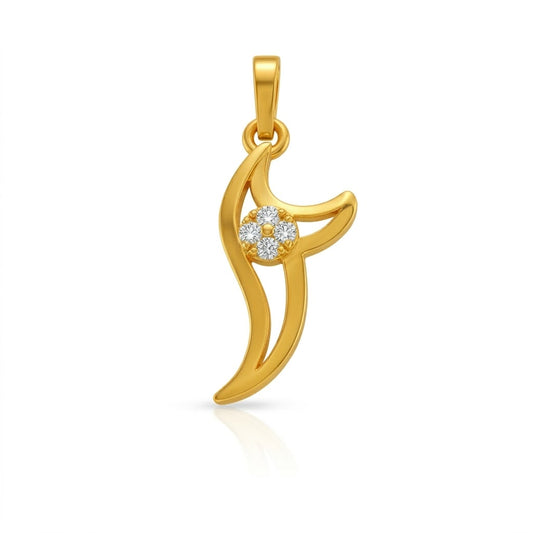 Floral curve accent diamond gold pendant
