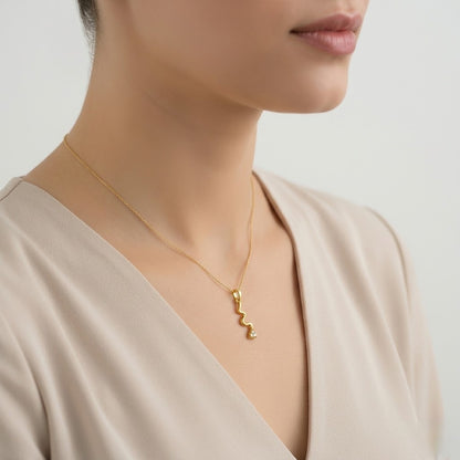 Fluid Wave Drop Diamond Gold Pendant