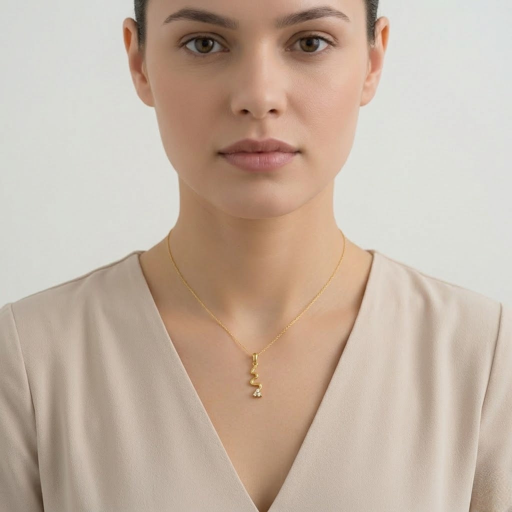 Fluid Wave Drop Diamond Gold Pendant