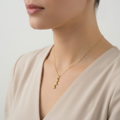 Fluid Wave Drop Diamond Gold Pendant