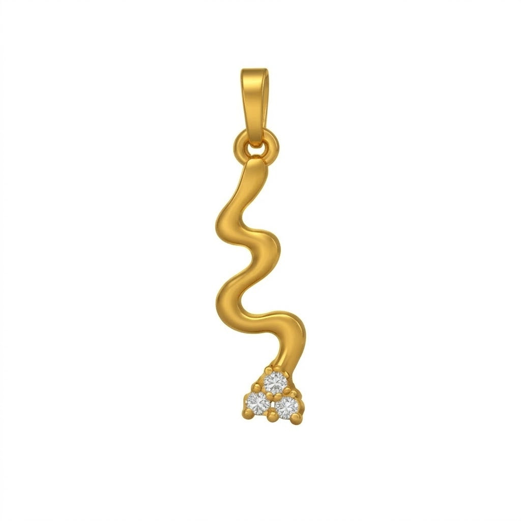Fluid Wave Drop Diamond Gold Pendant