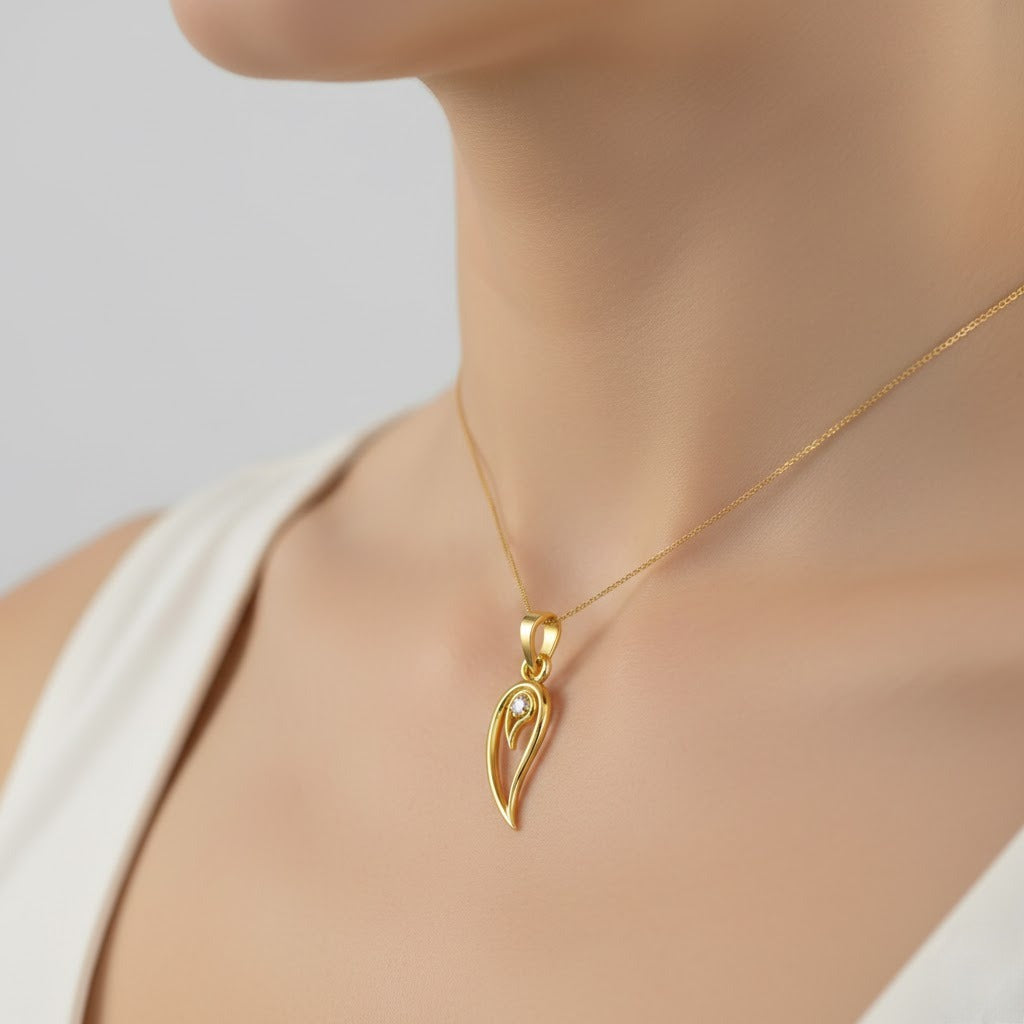 Graceful Flowing Curve Diamond Gold Pendant