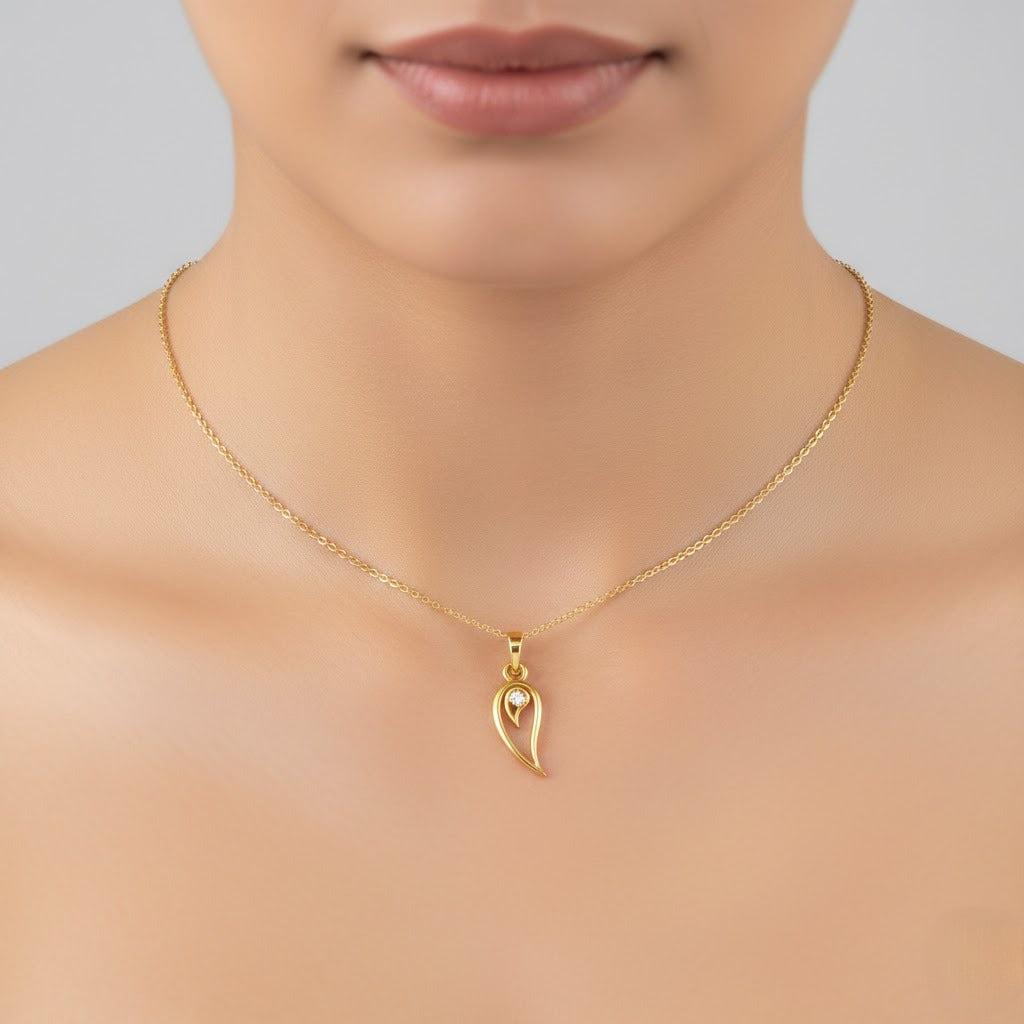 Graceful Flowing Curve Diamond Gold Pendant