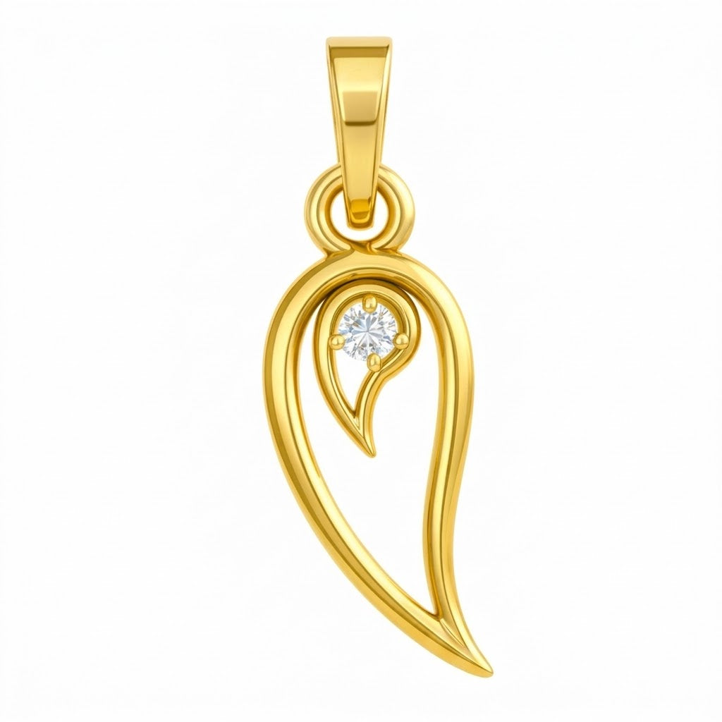 Graceful Flowing Curve Diamond Gold Pendant