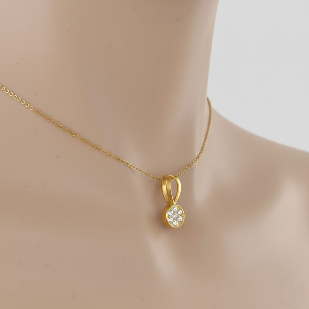 Classic Cluster Drop Diamond Gold Pendant