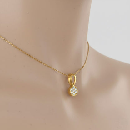 Classic Cluster Drop Diamond Gold Pendant