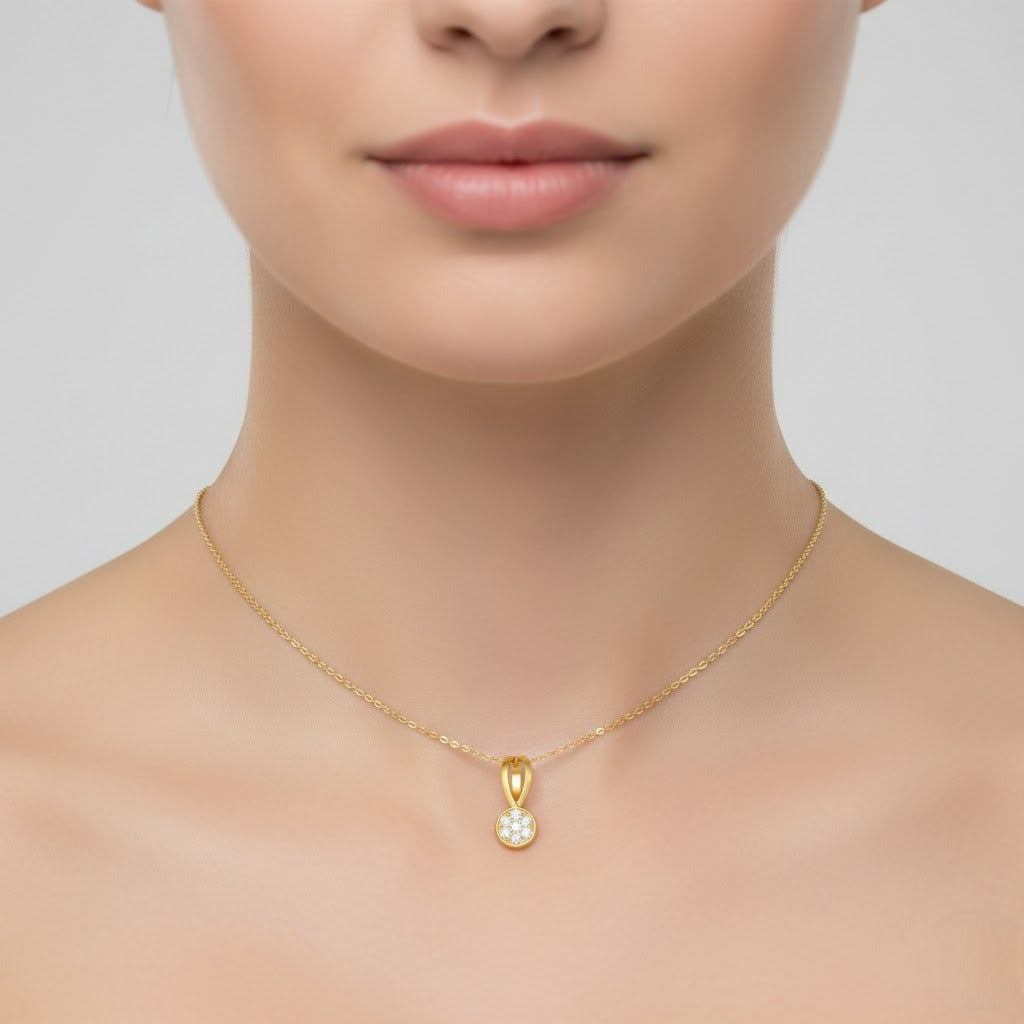 Classic Cluster Drop Diamond Gold Pendant