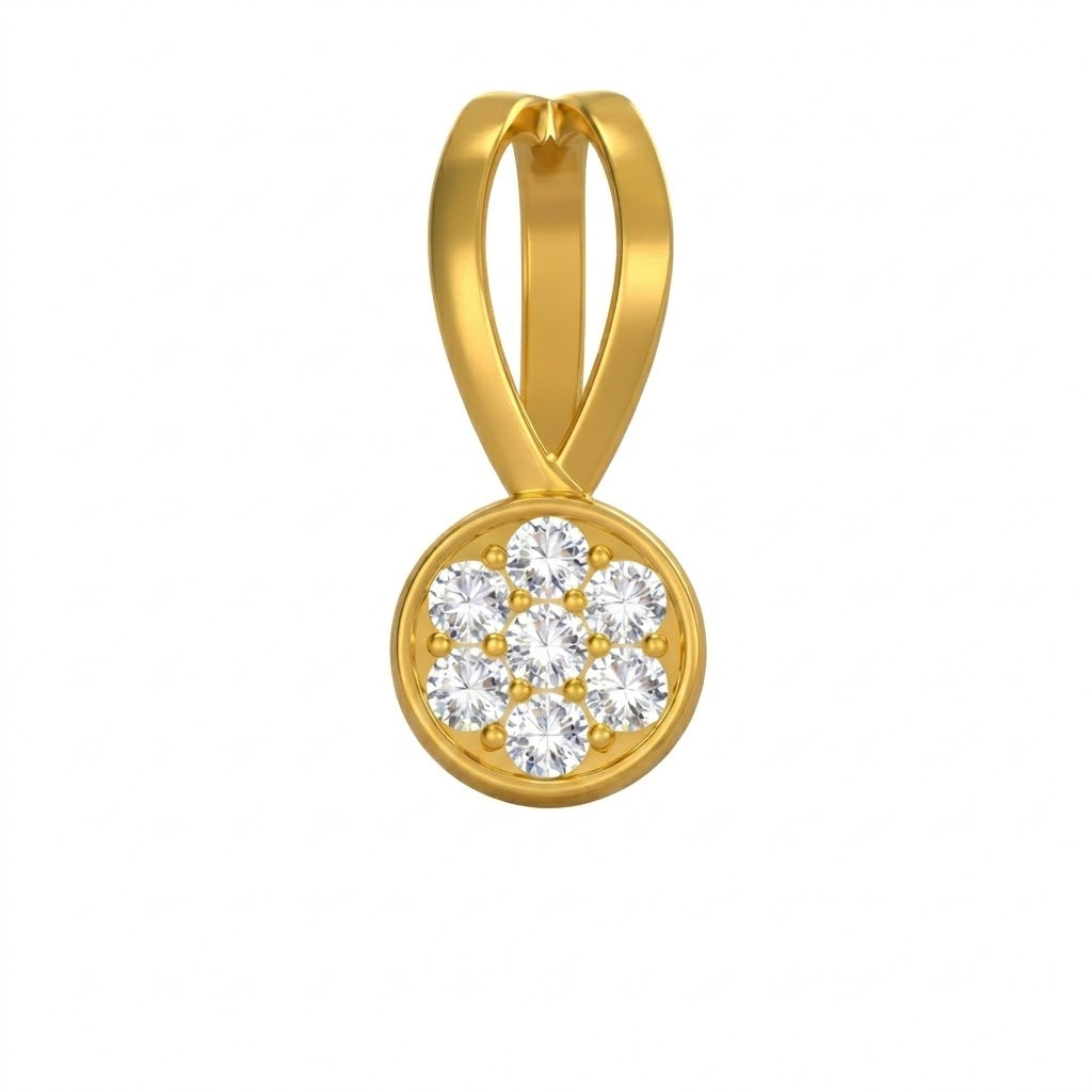 Classic Cluster Drop Diamond Gold Pendant