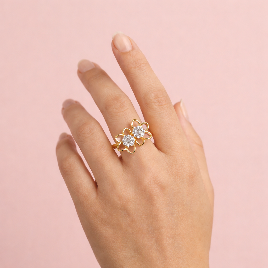 Blooming Twins Diamond Gold Ring