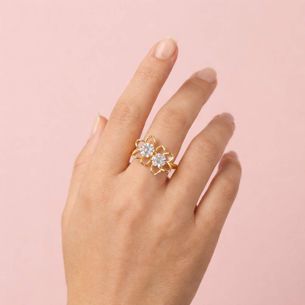 Blooming Twins Diamond Gold Ring