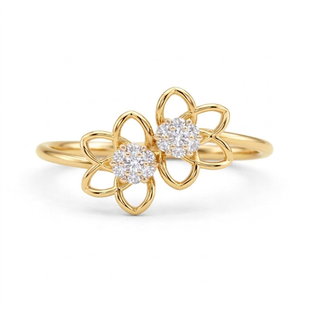 Blooming Twins Diamond Gold Ring