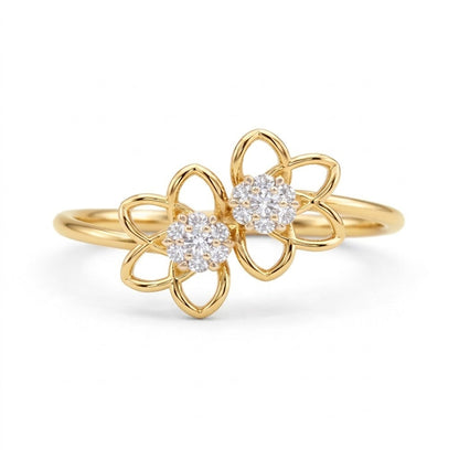 Blooming Twins Diamond Gold Ring