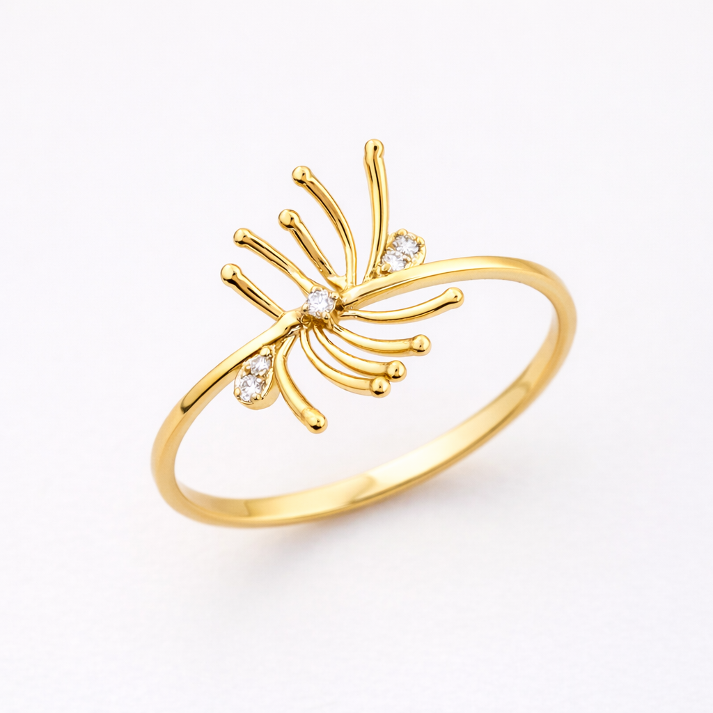 Golden Sunburst Diamond Ring