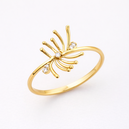 Golden Sunburst Diamond Ring