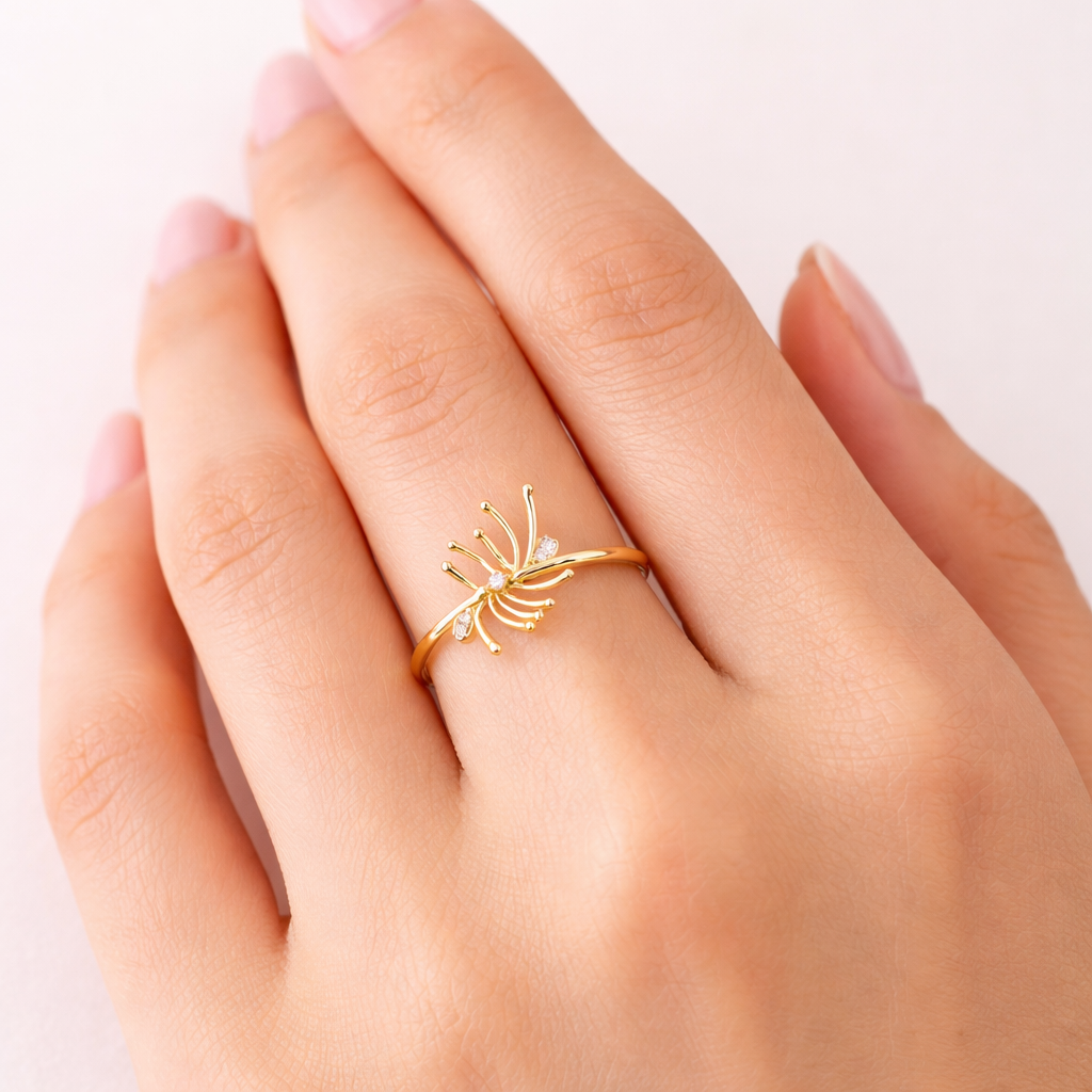 Golden Sunburst Diamond Ring