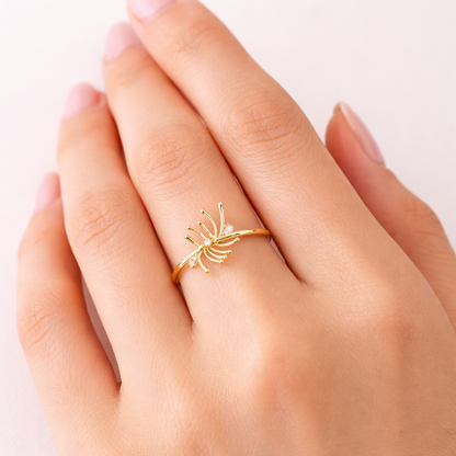 Golden Sunburst Diamond Ring