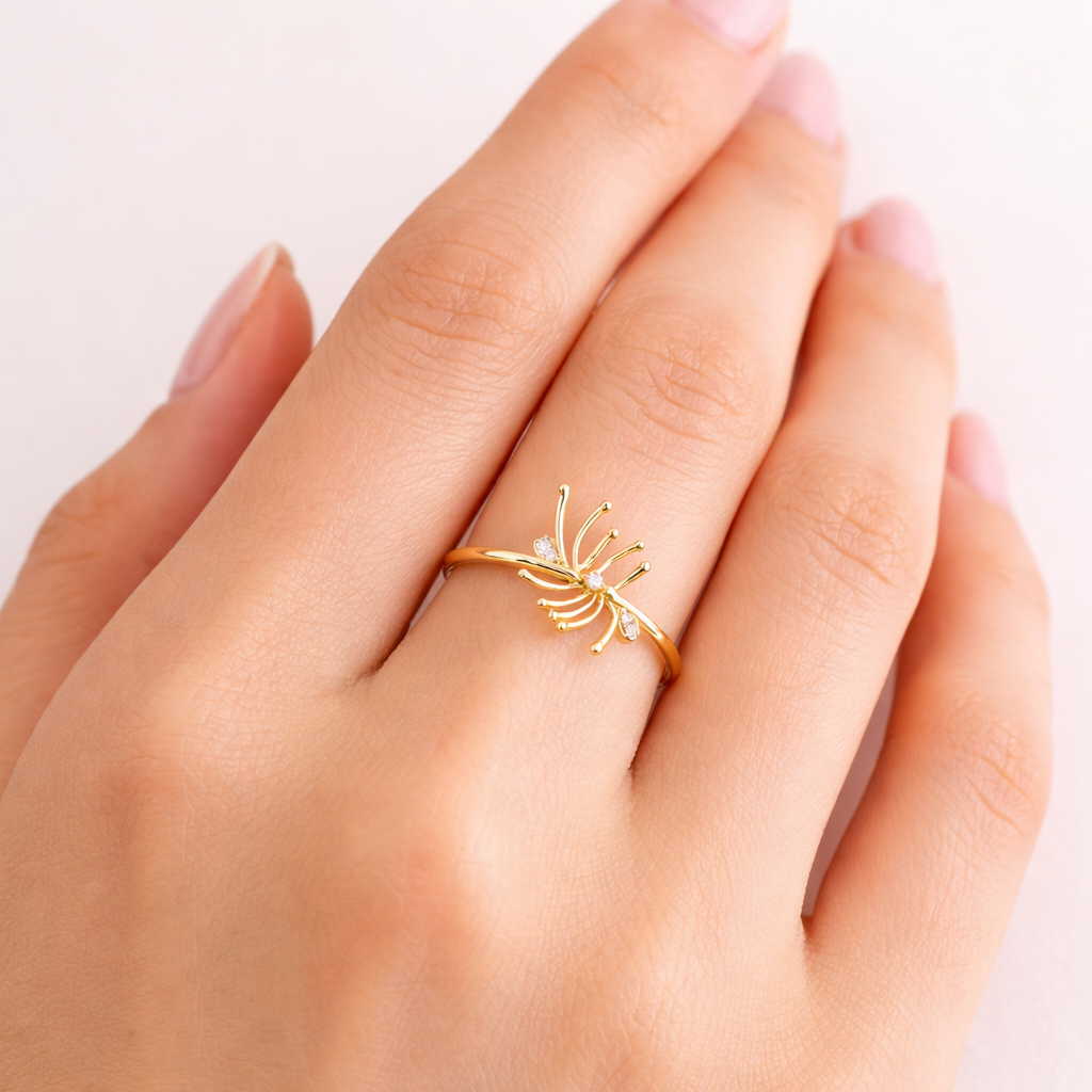 Golden Sunburst Diamond Ring