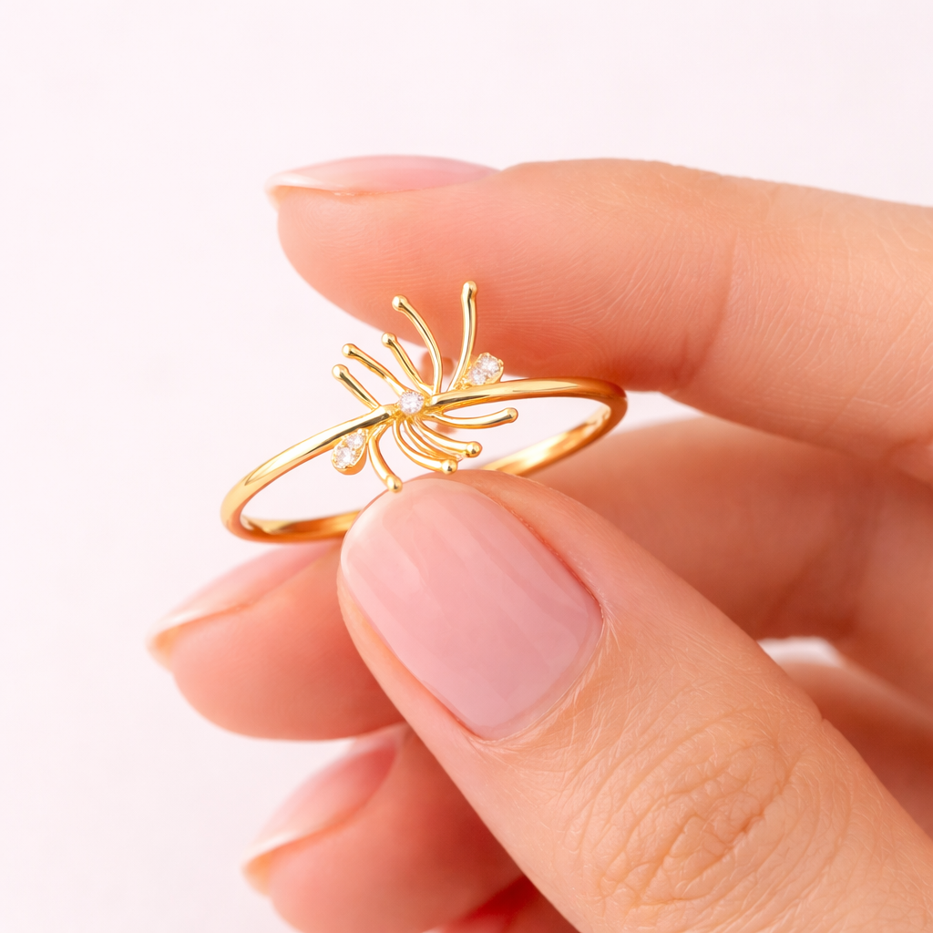 Golden Sunburst Diamond Ring