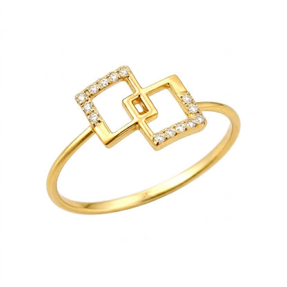 Interlocking Square Design Ring