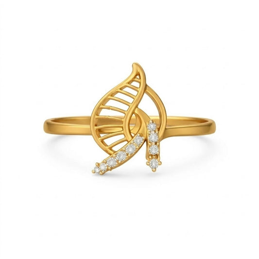 Feather-Inspired Diamond Gold Ring