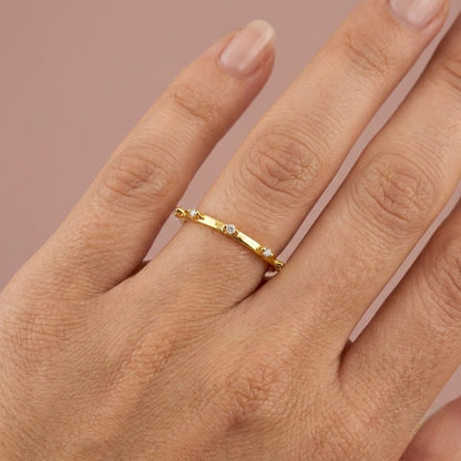 Sleek Three-Stone Bar Ring