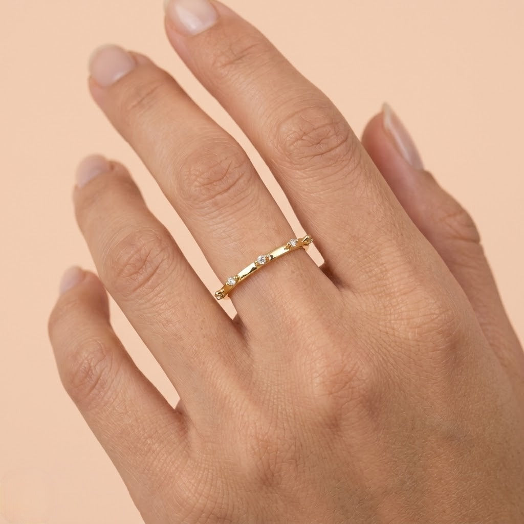 Sleek Three-Stone Bar Ring