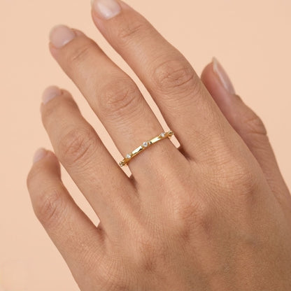Sleek Three-Stone Bar Ring