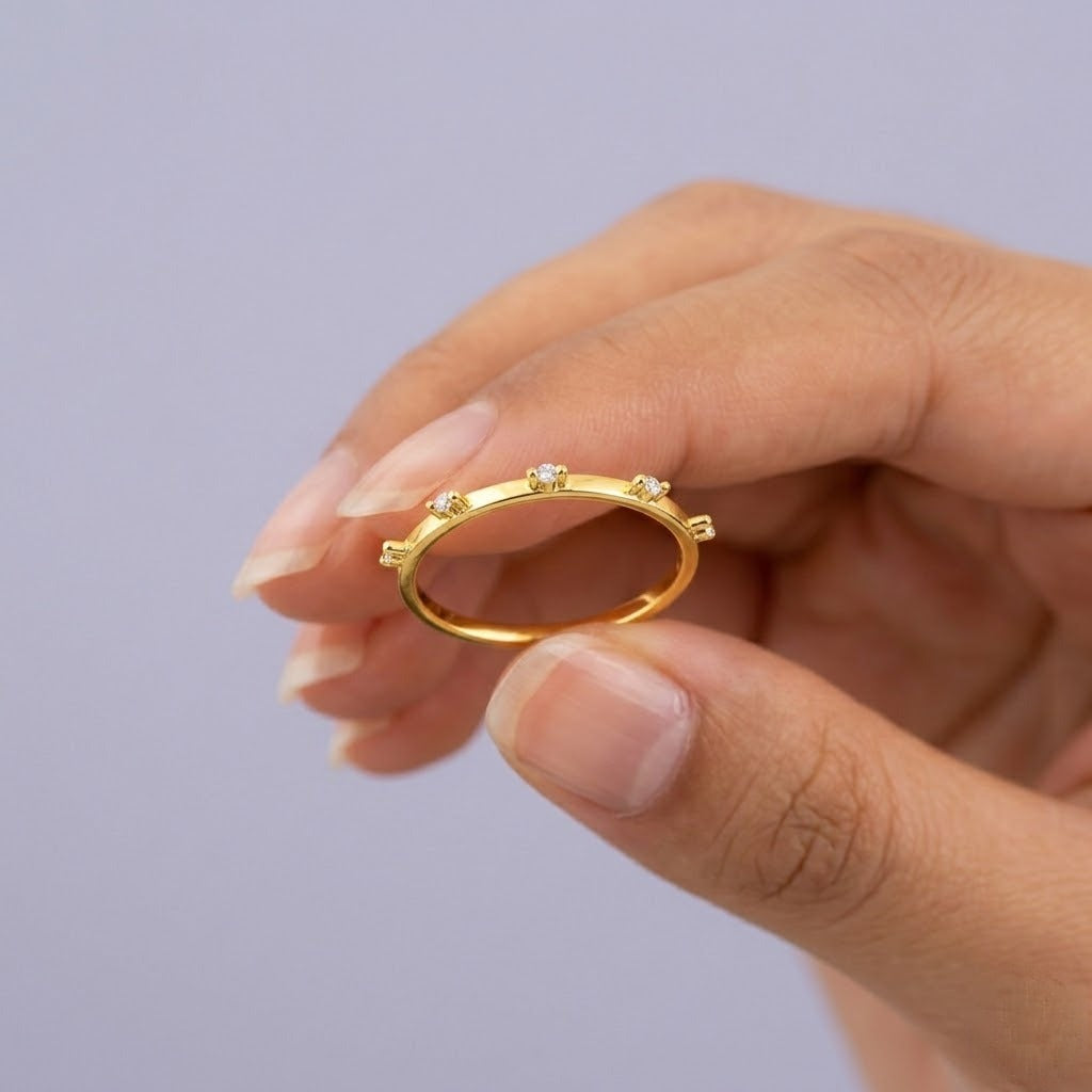 Sleek Three-Stone Bar Ring