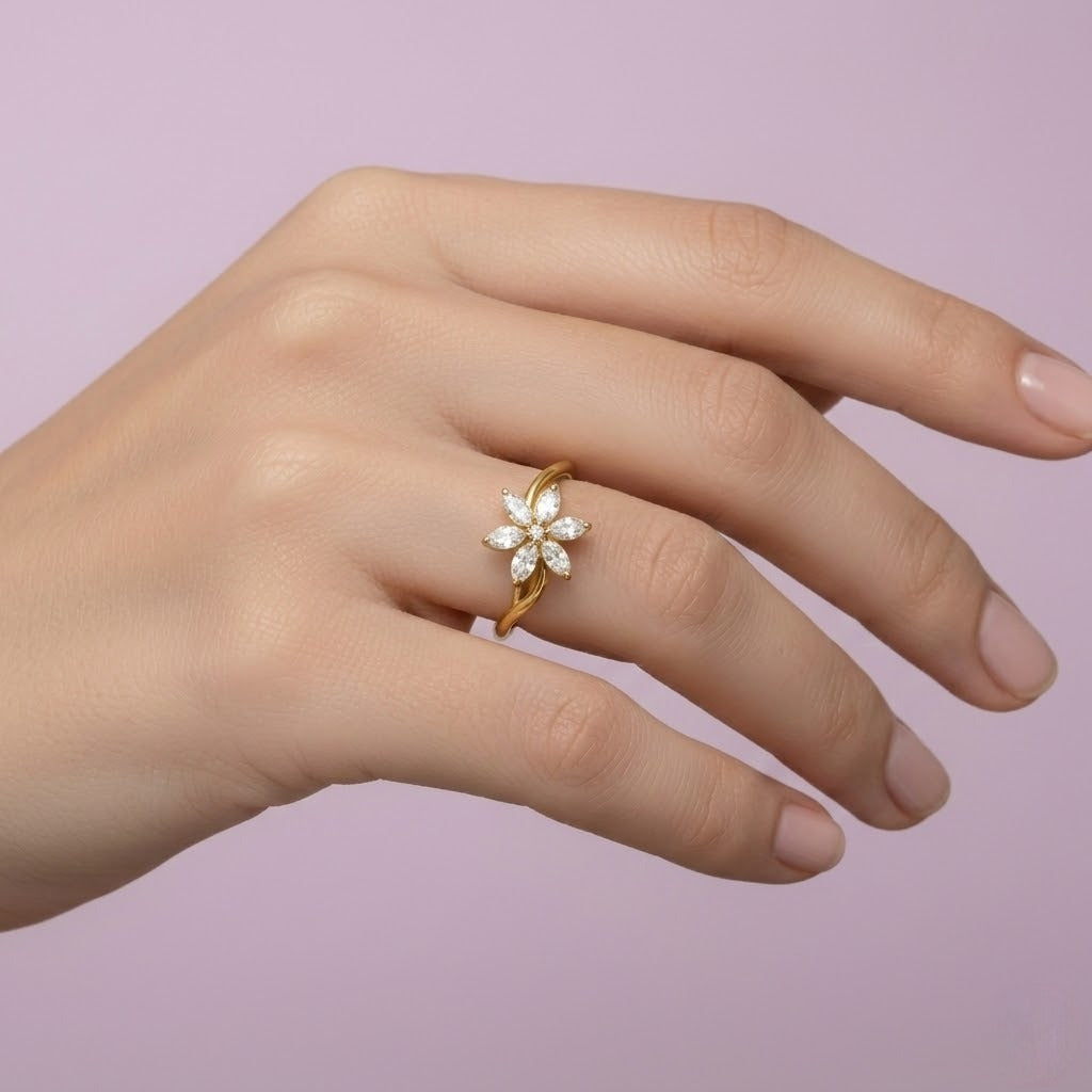 Floral Twist Diamond Ring