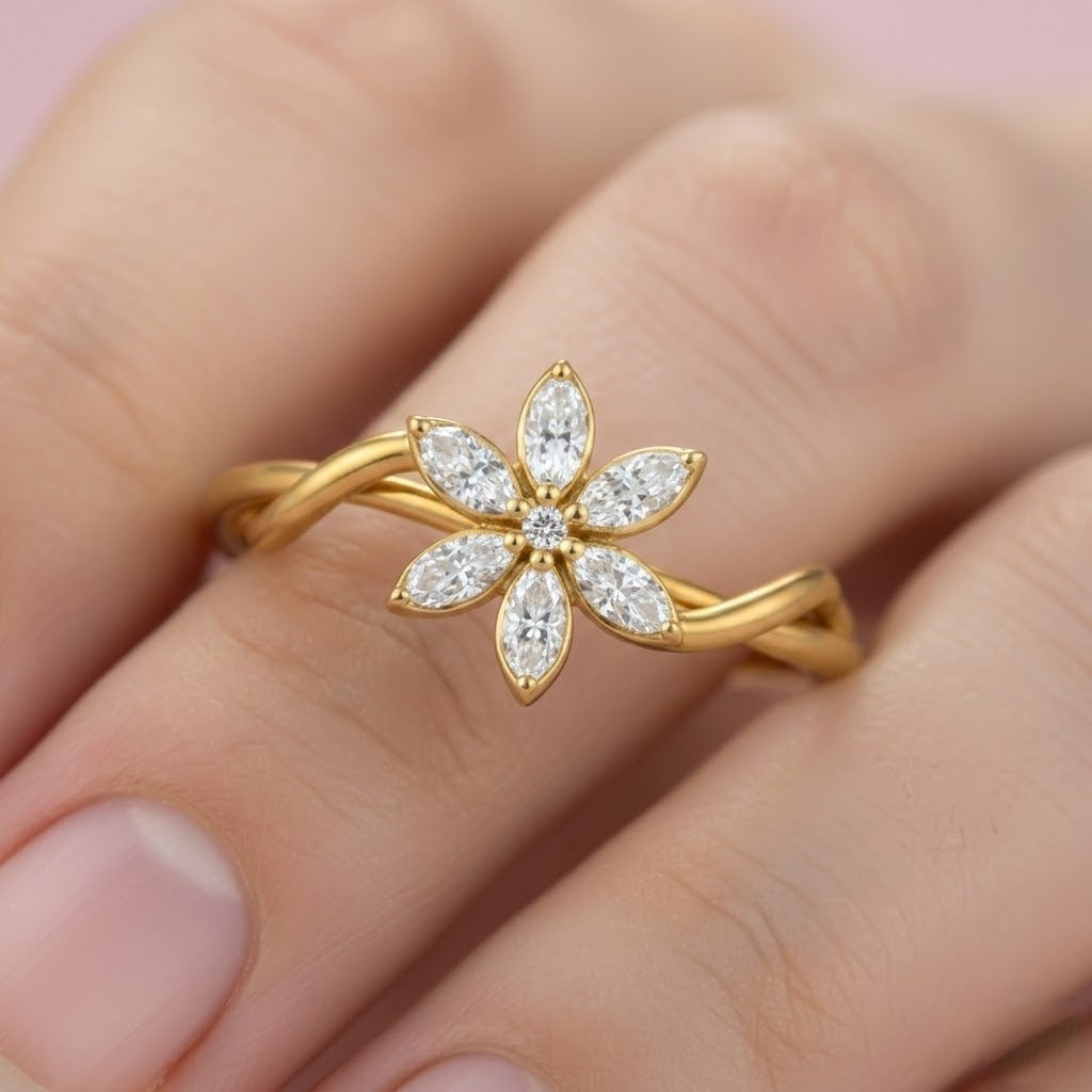 Floral Twist Diamond Ring