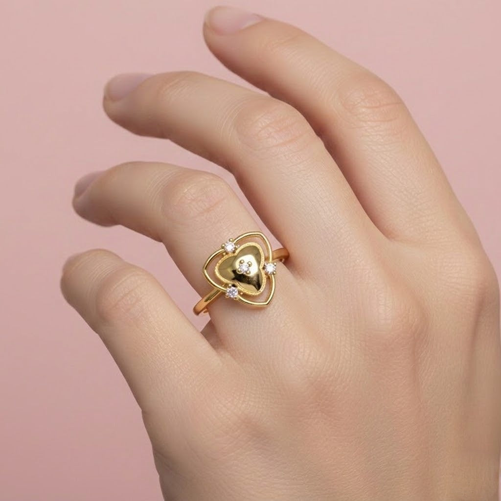 Heart Floral Design Ring