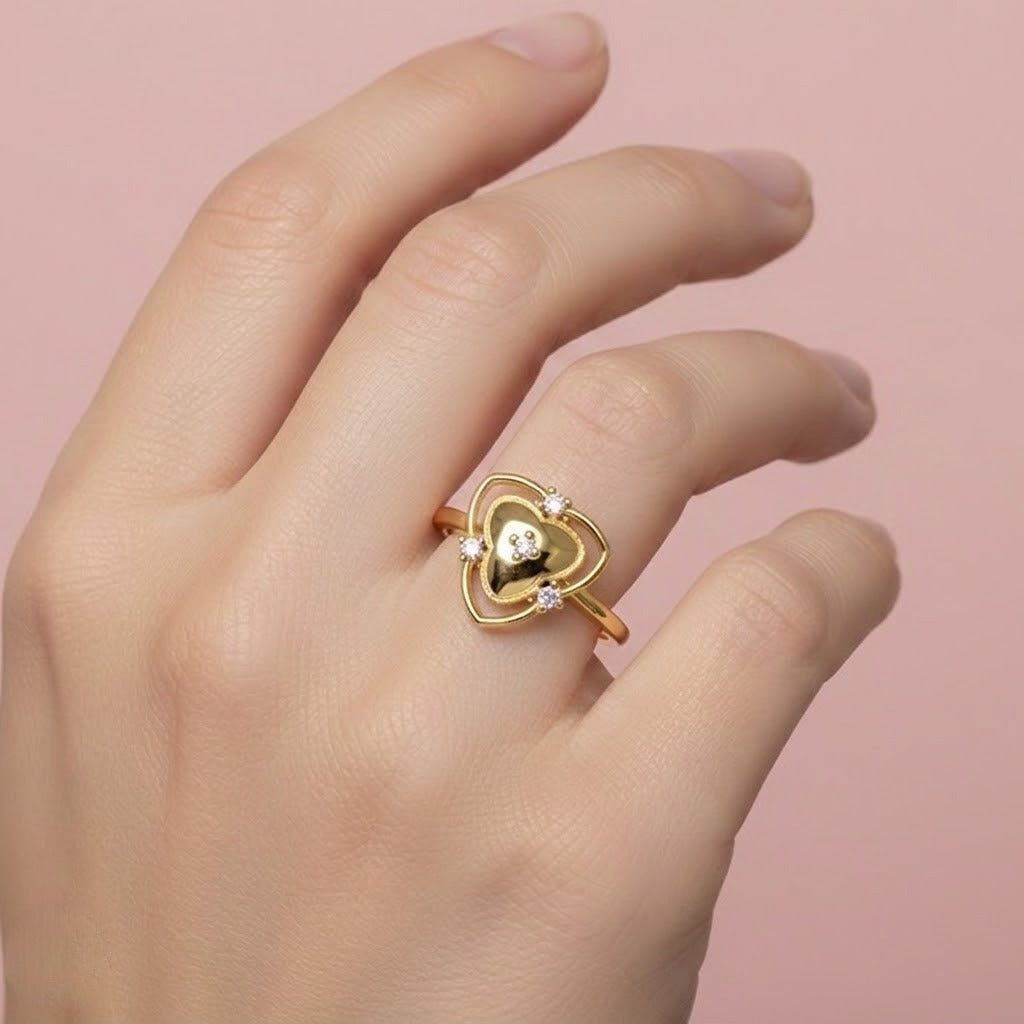 Heart Floral Design Ring