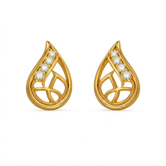 Leafy Teardrop Diamond Earring