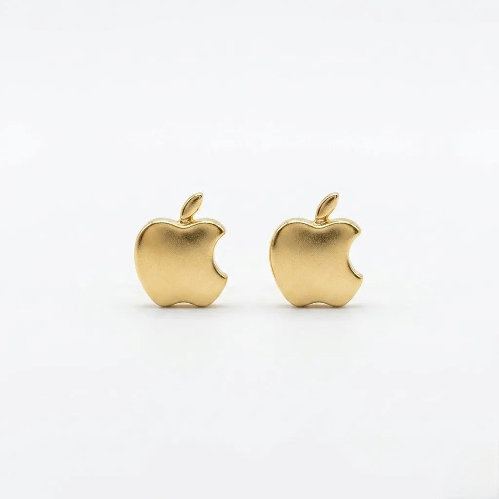 9K Gold Apple Bite Second Stud Earrings