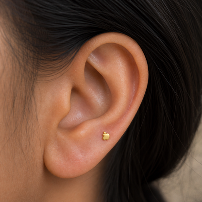 9K Gold Apple Bite Second Stud Earrings