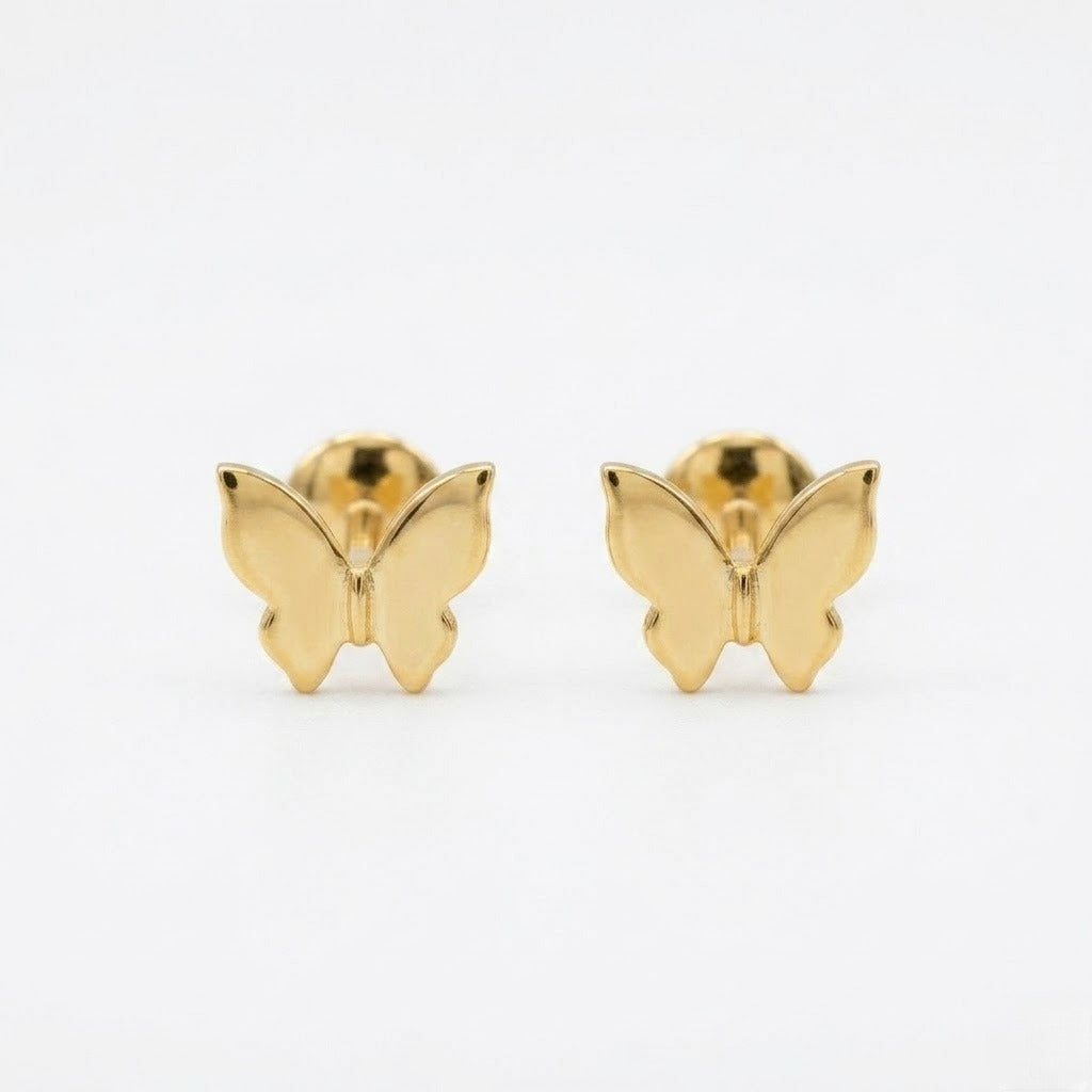 9K Gold Mini Butterfly Second Stud Earrings