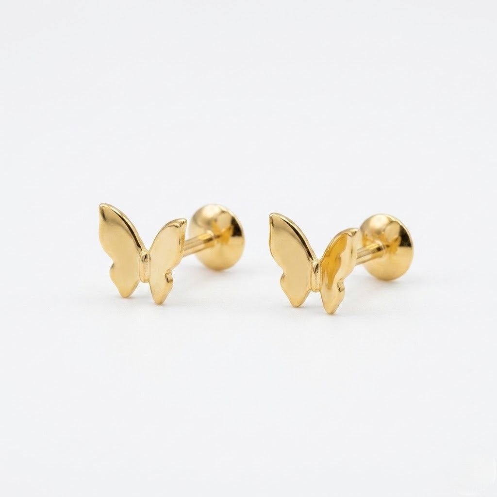 9K Gold Mini Butterfly Second Stud Earrings