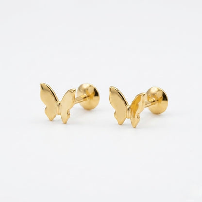 9K Gold Mini Butterfly Second Stud Earrings