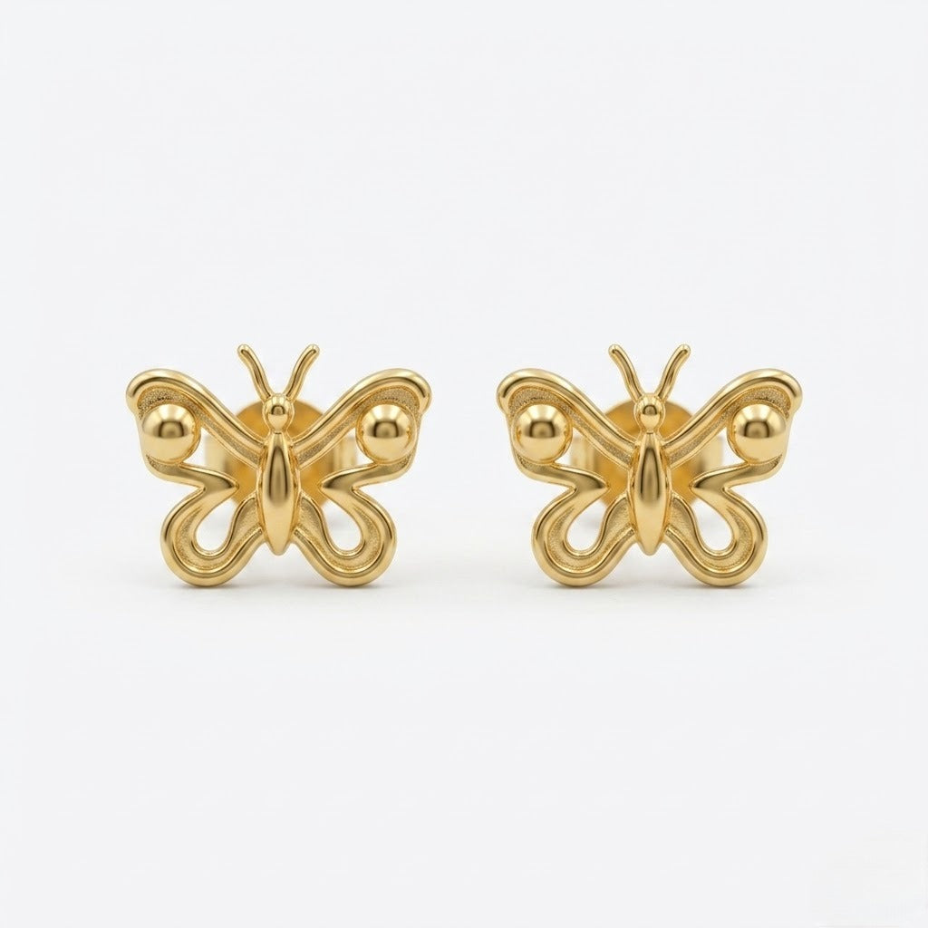 9K Gold Grace Butterfly Second Stud Earrings