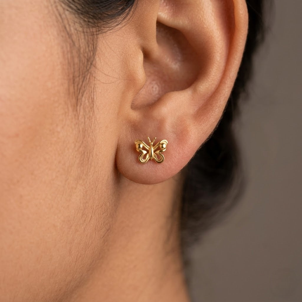 9K Gold Grace Butterfly Second Stud Earrings