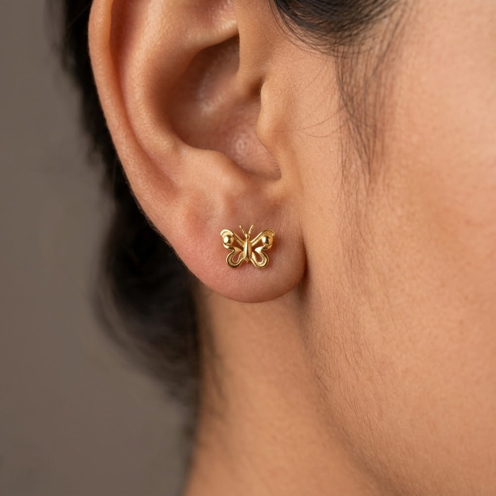 9K Gold Grace Butterfly Second Stud Earrings