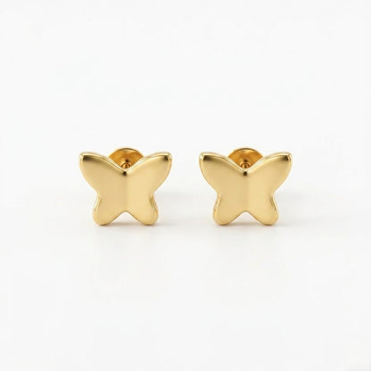 9K Gold Plain Butterfly Second Stud Earrings